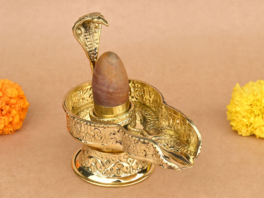Narmada Lingam in Designer Brass Yoni Base - XXIII