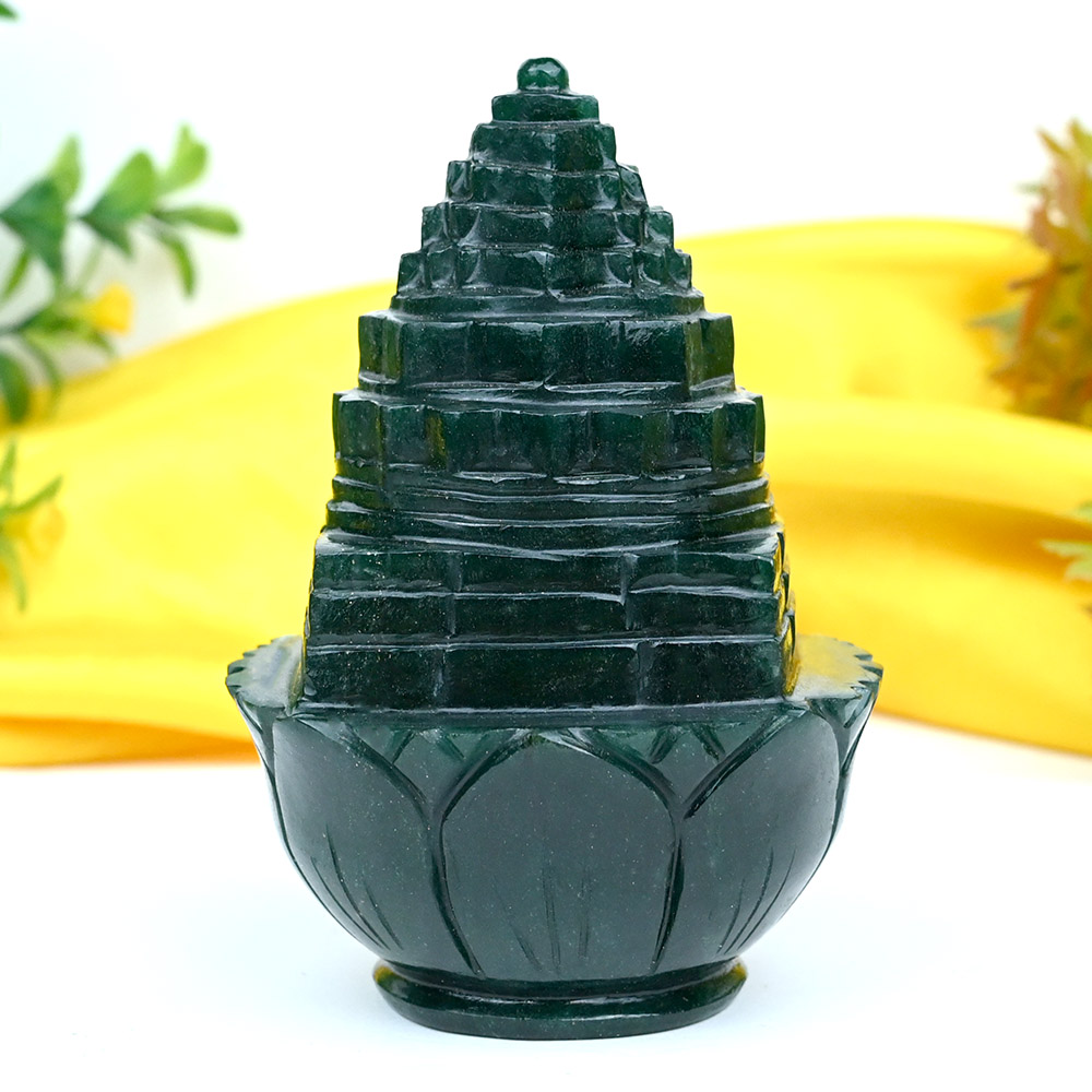 Green Jade Shree Yantra on Lotus - 613 gms