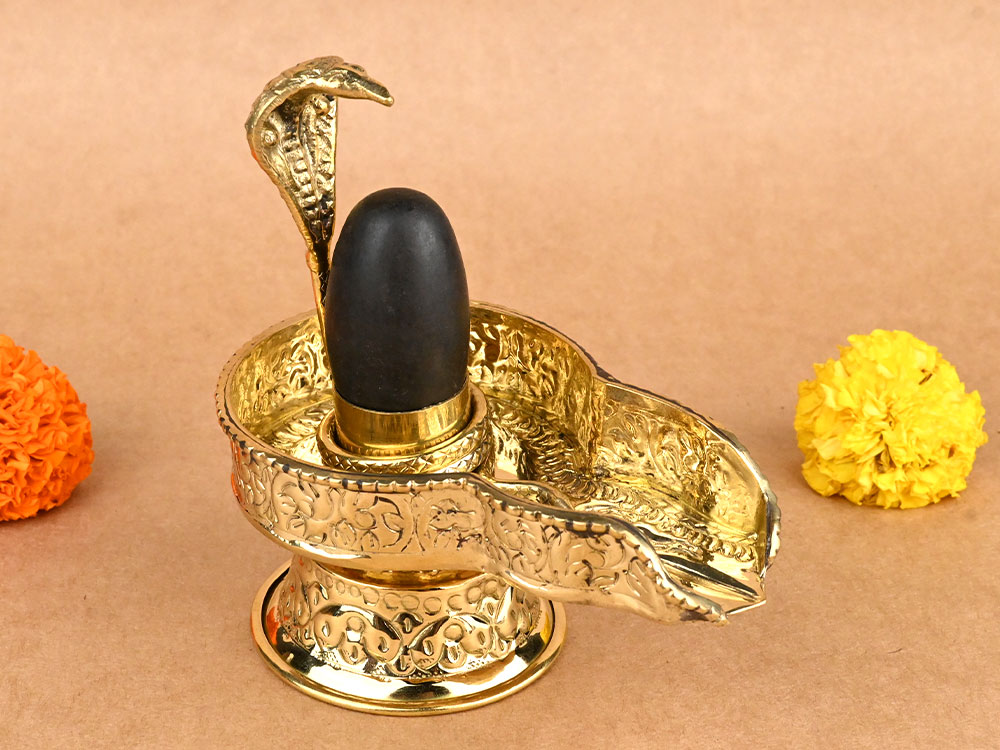 Narmada Lingam in Designer Brass Yoni Base - XXIX