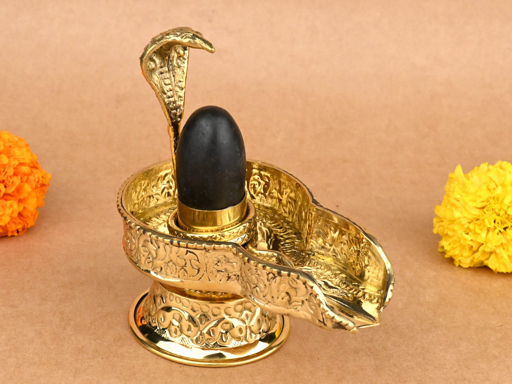 Narmada Lingam in Designer Brass Yoni Base - XXX