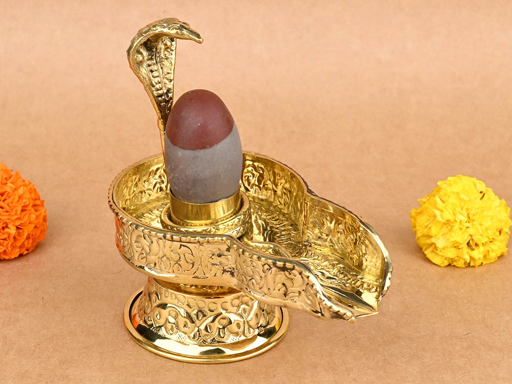 Narmada Lingam in Designer Brass Yoni Base - XXXVI