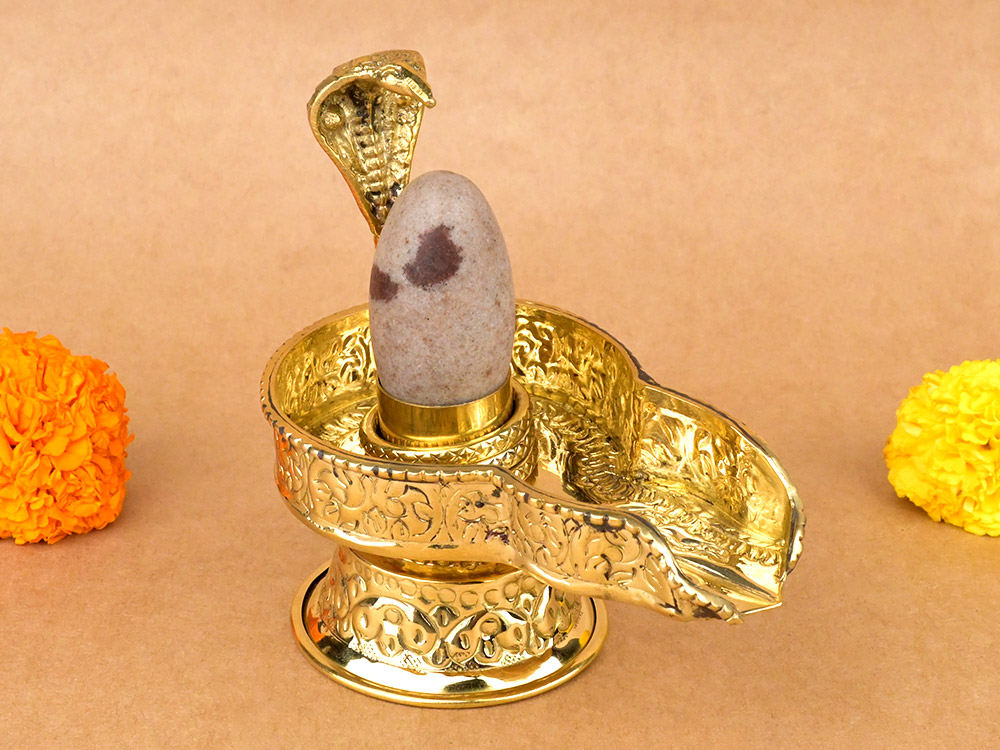 Narmada Lingam in Designer Brass Yoni Base - XXXVII