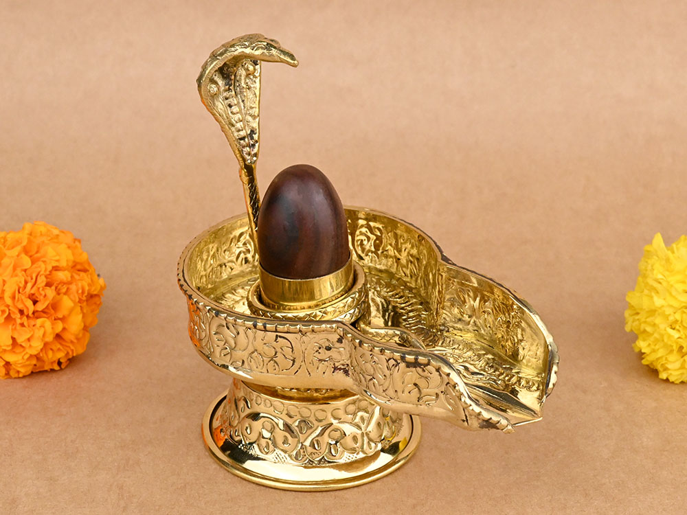 Narmada Lingam in Designer Brass Yoni Base - XLI