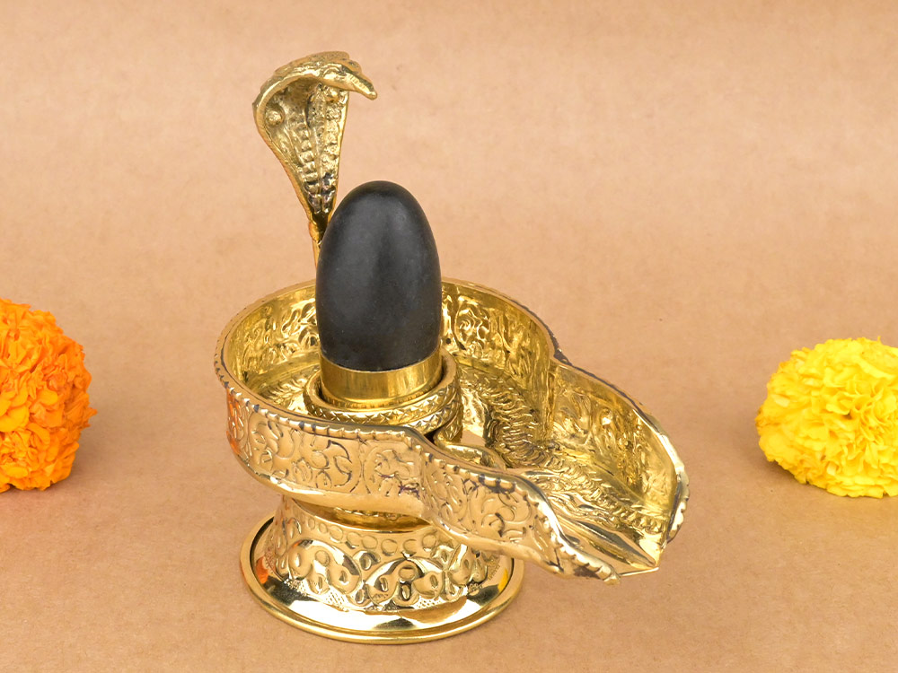 Narmada Lingam in Designer Brass Yoni Base - XLVII