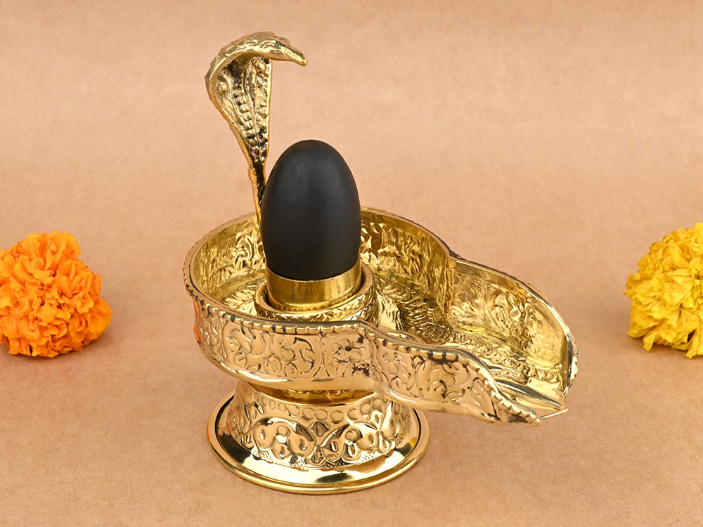Narmada Lingam in Designer Brass Yoni Base - XLIX