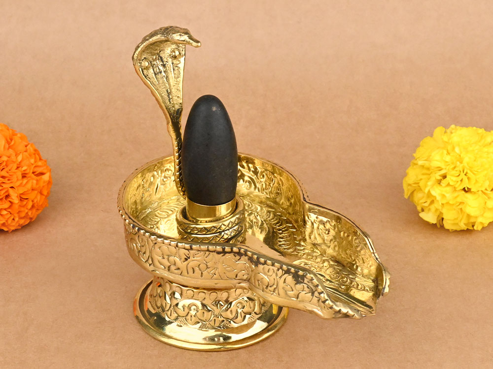Narmada Lingam in Designer Brass Yoni Base - LVIII