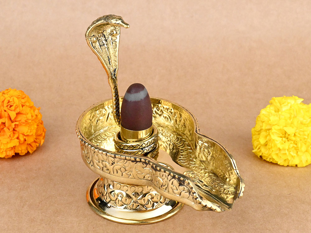 Narmada Lingam in Designer Brass Yoni Base - LXXXIII