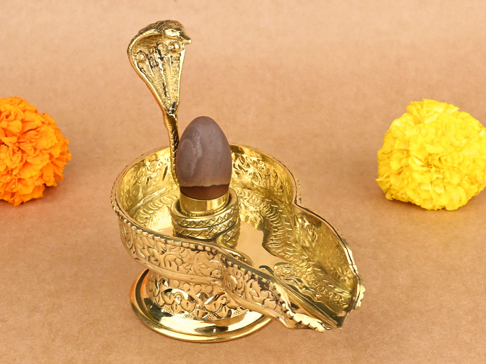 Narmada Lingam in Designer Brass Yoni Base - LXXXIX