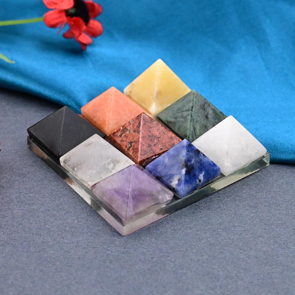 Set of Nine Gemstone Pyramids Plate - Small - II
