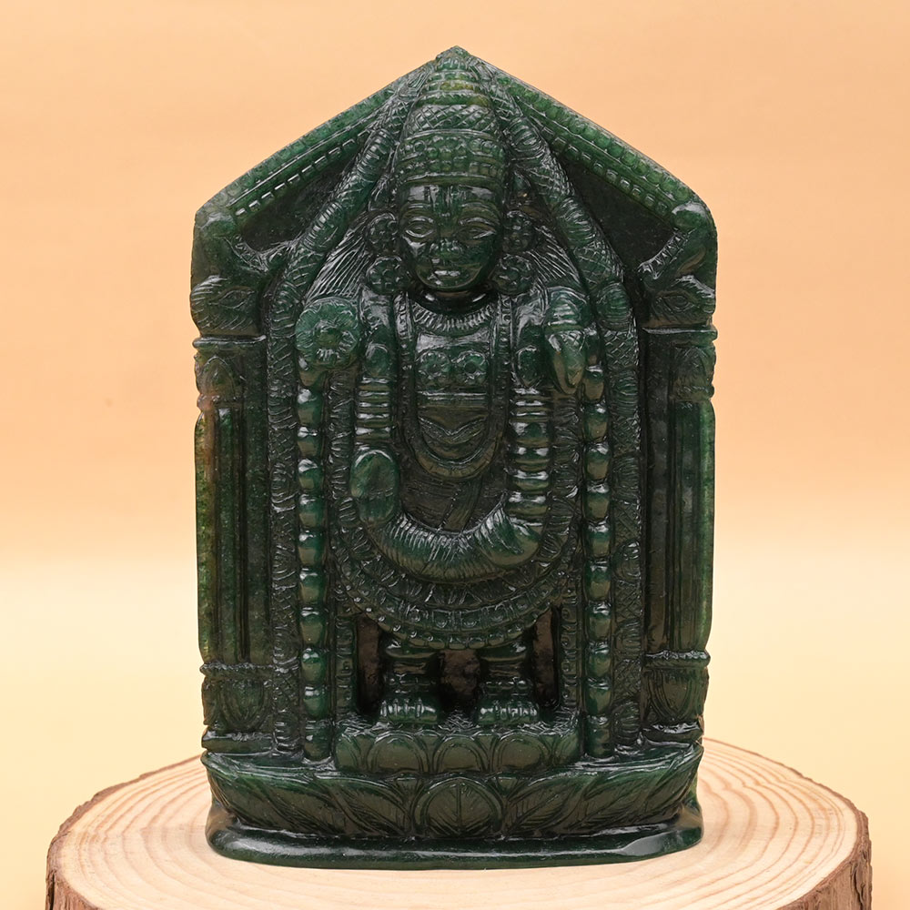 Tirupati Balaji Indian Green Jade Idol - 1.197 Kgs