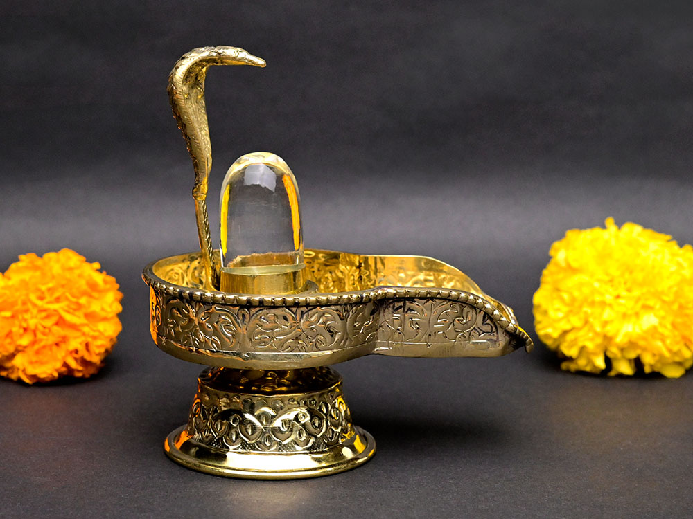 Sphatik Lingam in Brass Jalhari