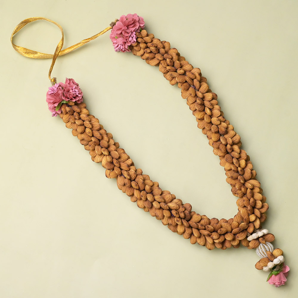 Dry Fruit Almond Cashew Garland Mala for Deity Puja