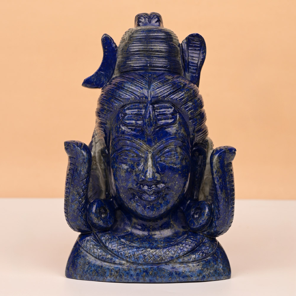 Lapis Lazuli Lord Shiva Face Idol - 2080 gms