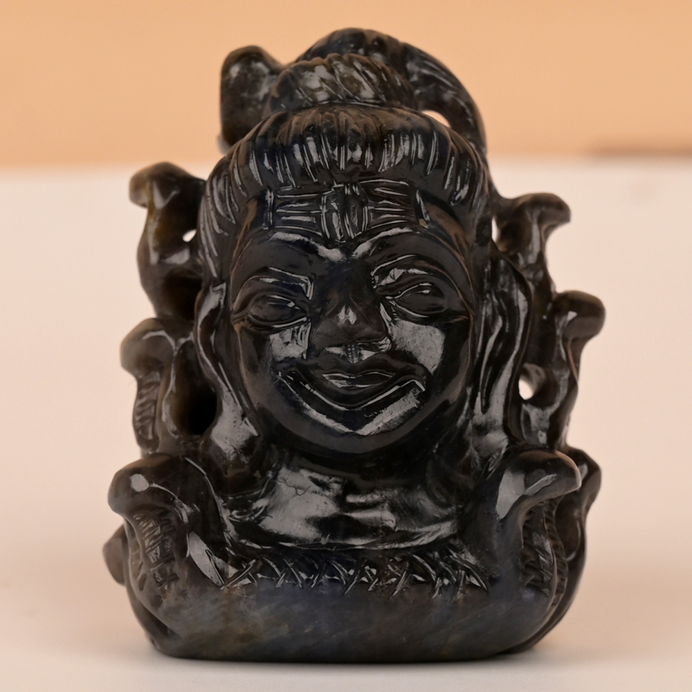 Natural Blue Sapphire Lord Shiva Face Idol - 445.15 Carats