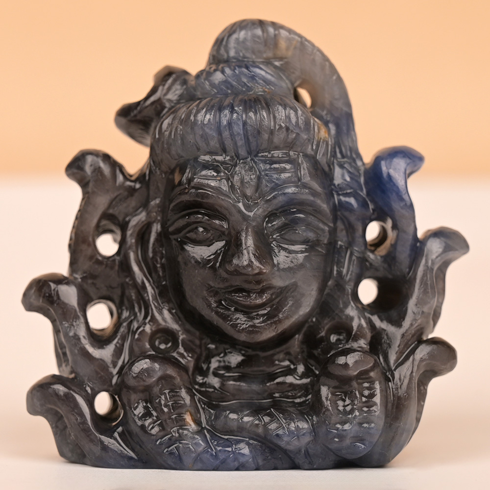 Natural Blue Sapphire Lord Shiva Face Idol - 496.70 Carats