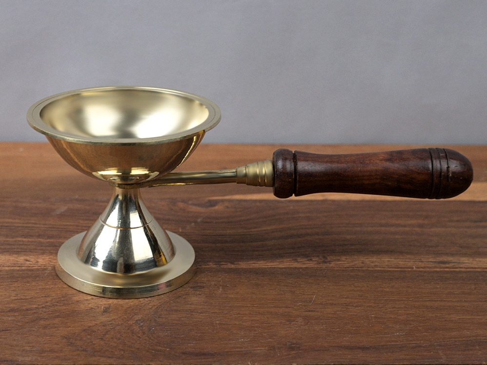 Brass Dhoop Daani with Wooden Handle