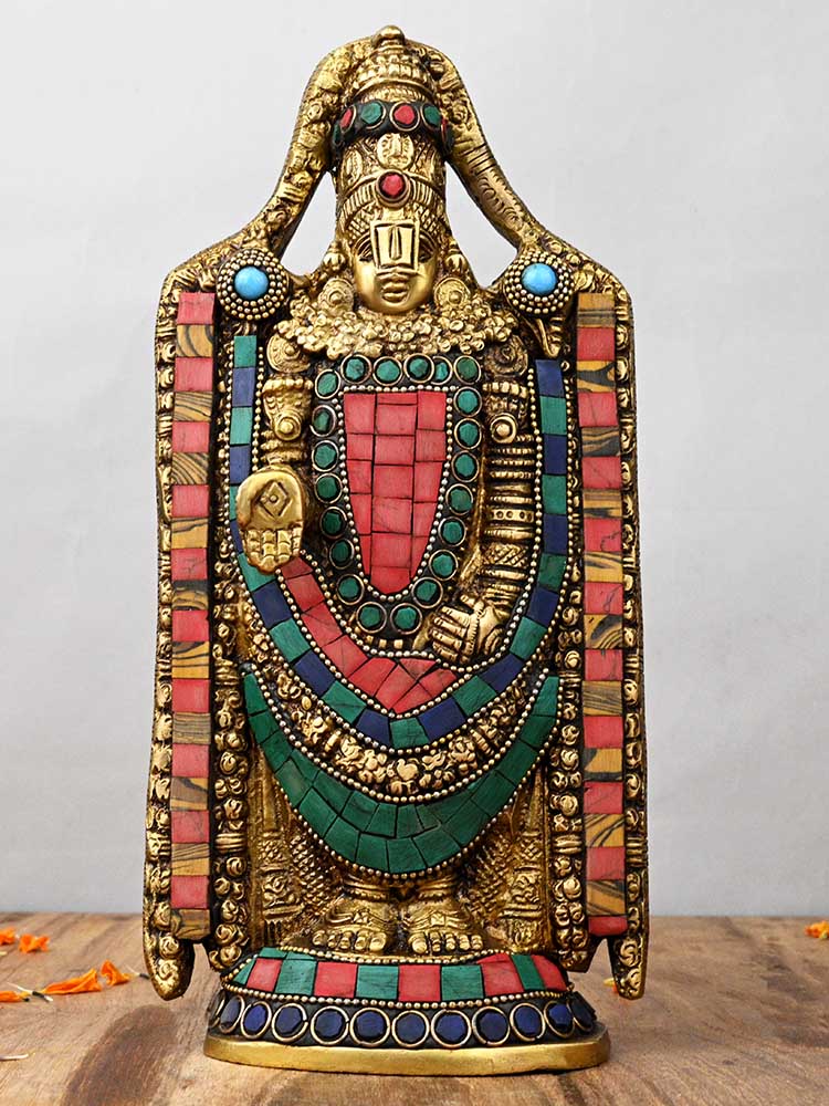Balaji Brass Idol with Stonework