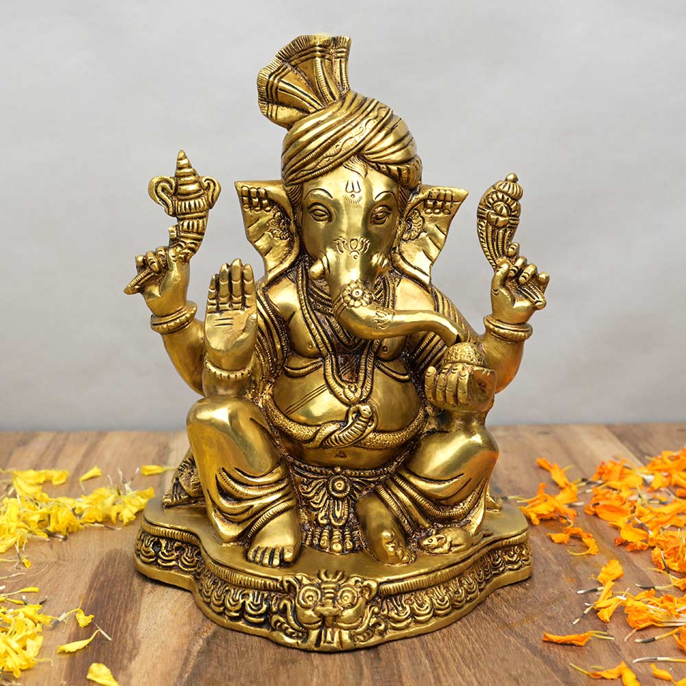 Pagdi Ganesh Brass Murti
