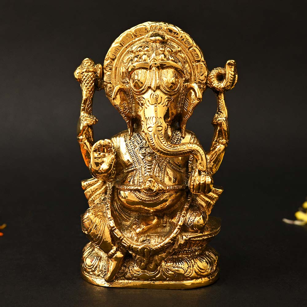 Majestic Ganesha Brass Murti
