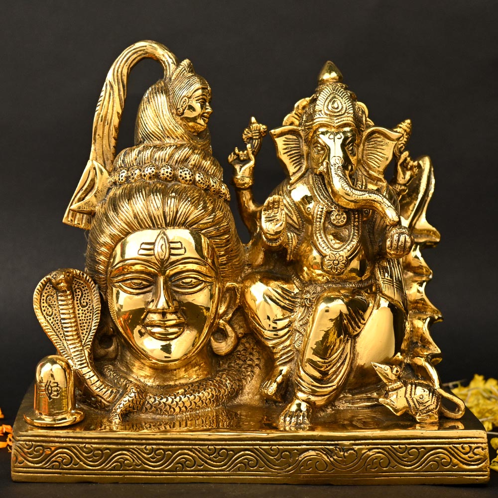 Lord Shiva Face with Ganesh Brass Idol