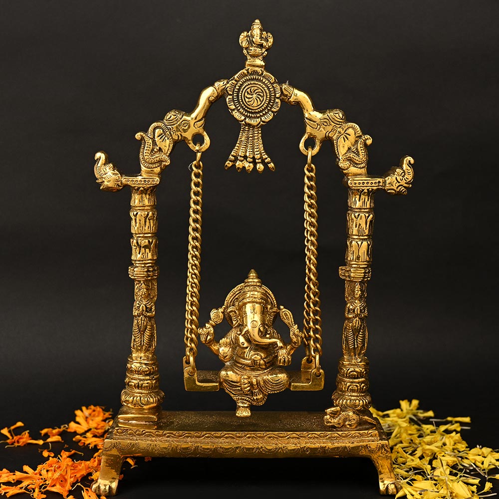 Shree Ganesh on Swing Brass Idol