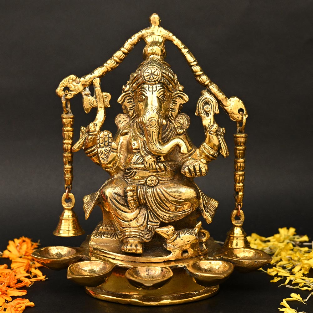 Lord Ganesh with Panchdiya Brass Idol