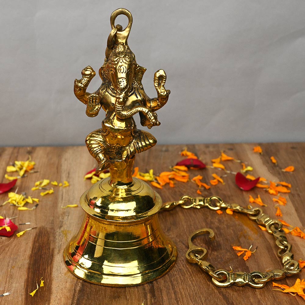 Brass Hanging Ganesh Puja Bell