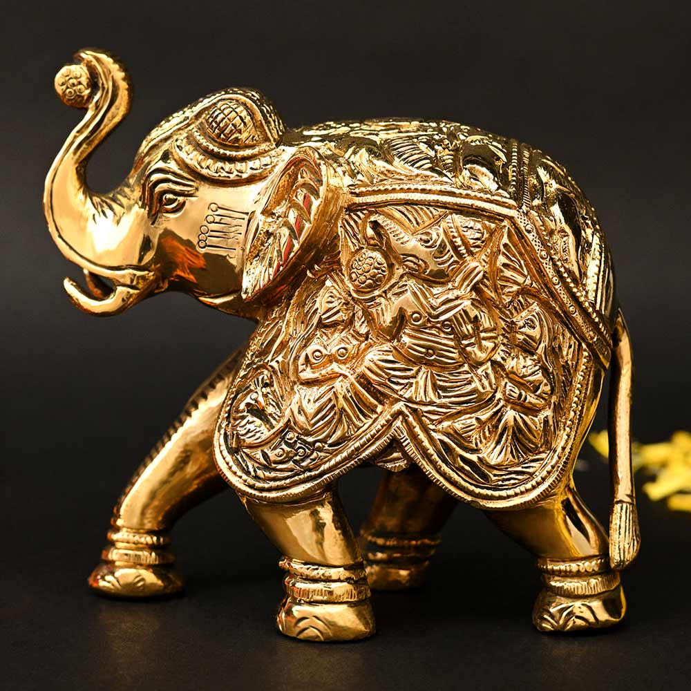Riddhi Siddhi Ganesh on Elephant Brass Idol