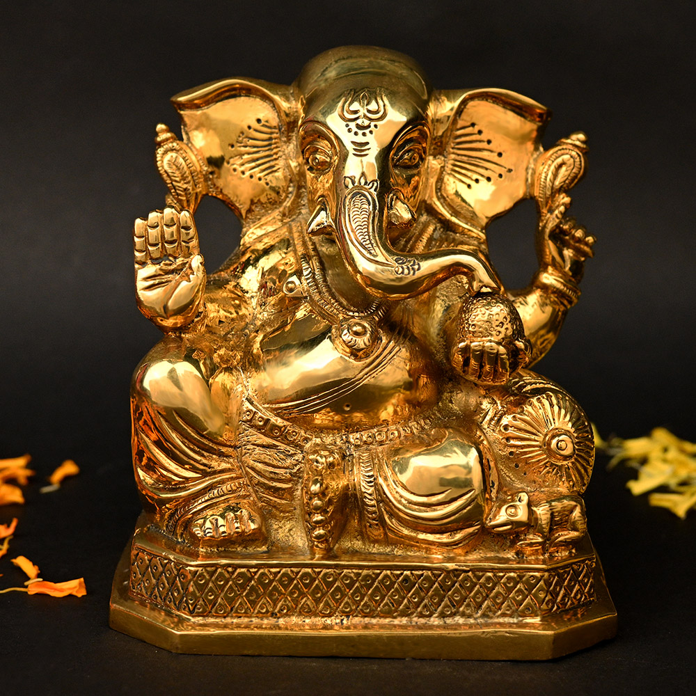 Laddu Ganesh Brass Murti