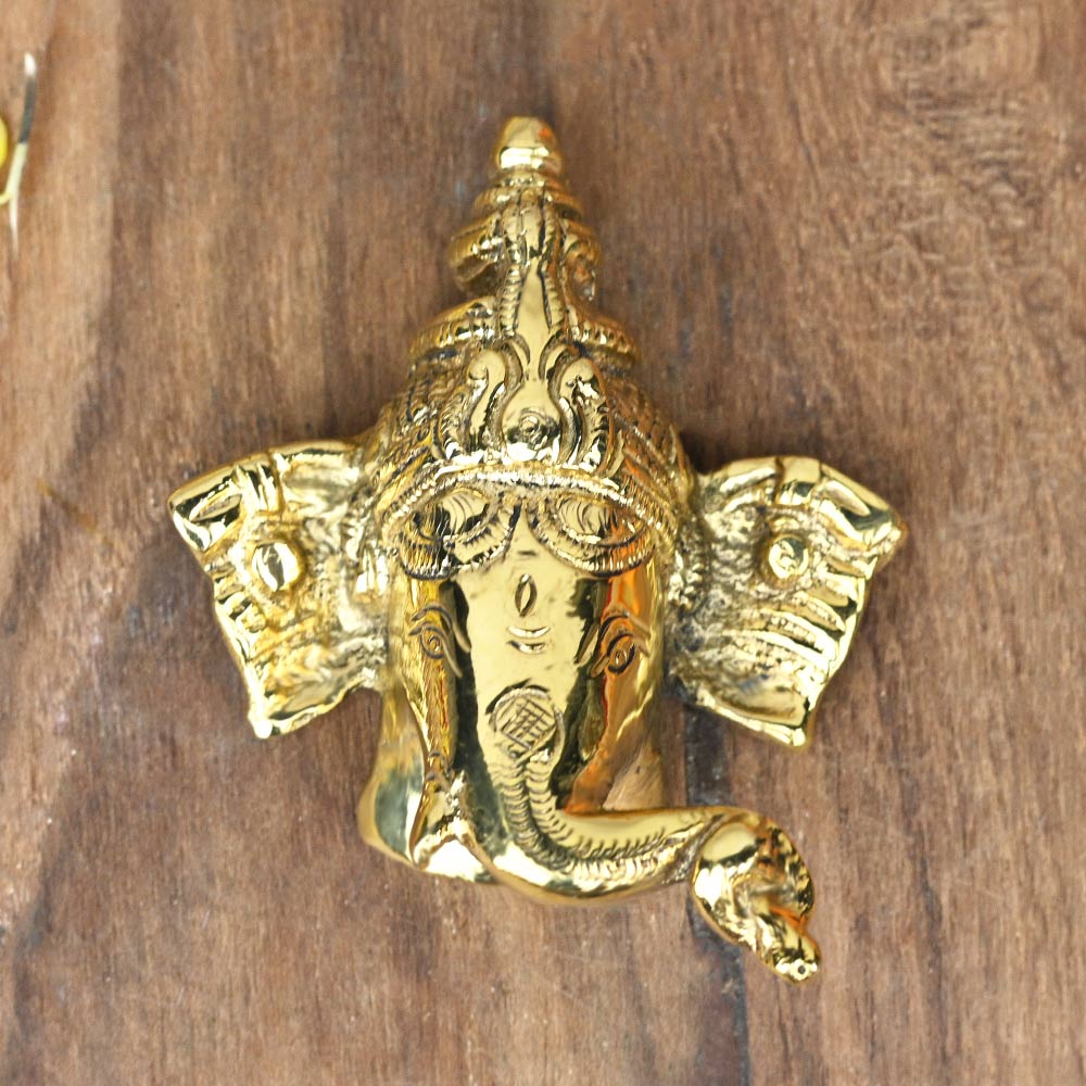 Ganesha Face in Brass - Wall Artifact - Small