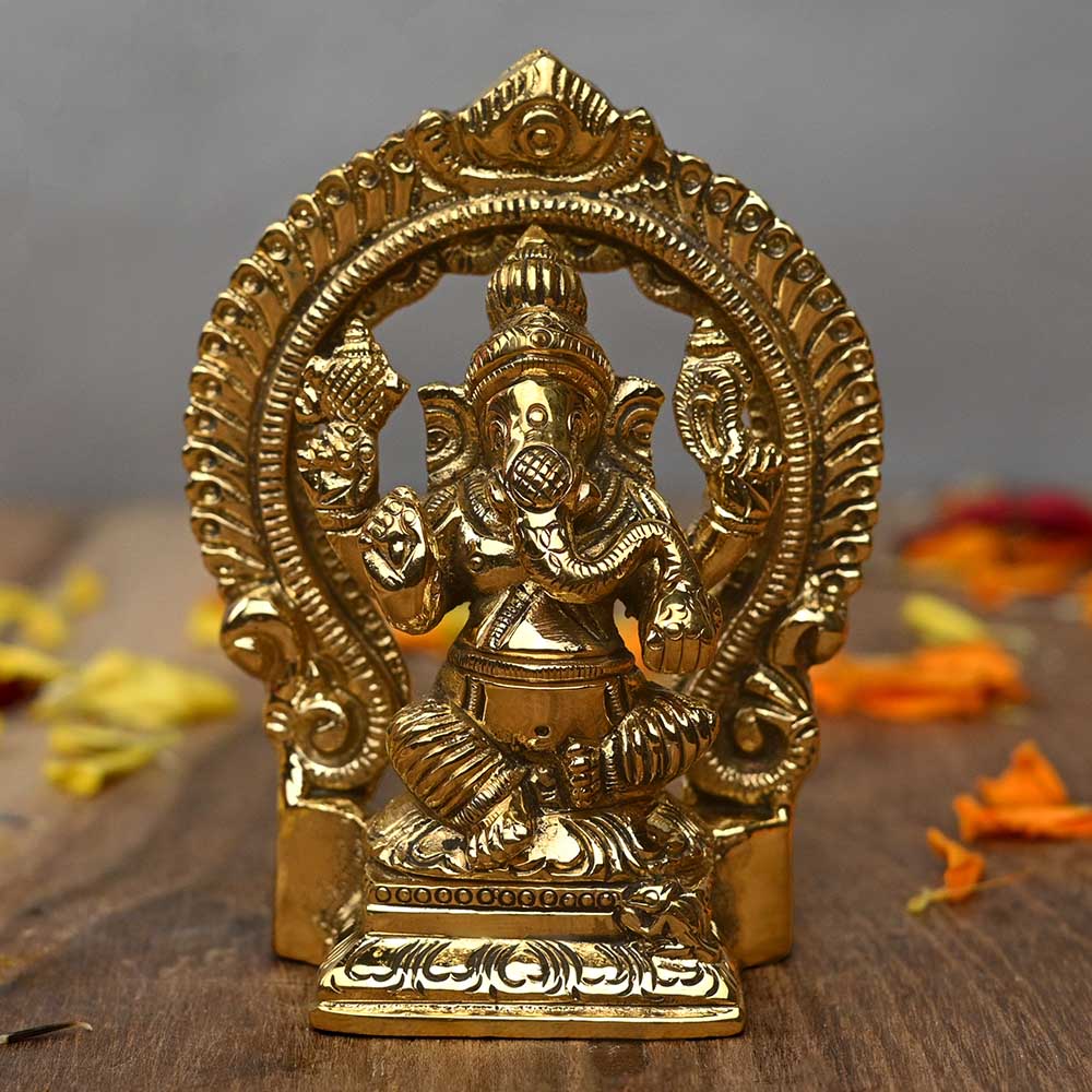 Ganesha with Beautiful Arch Brass Idol