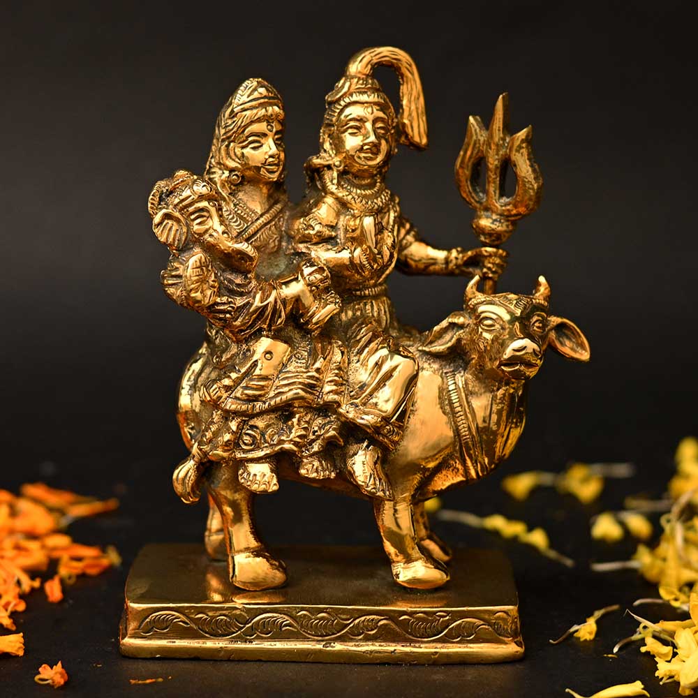 Shiva Parivar on Nandi in Brass Idol
