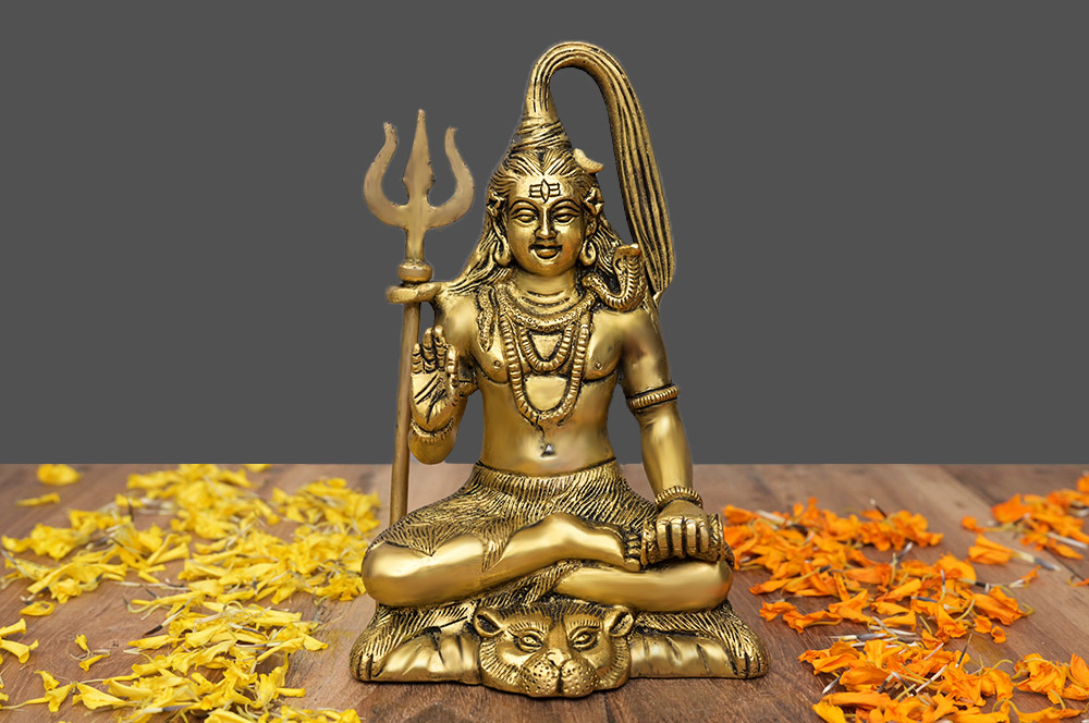 Meditating Shiva Brass Idol
