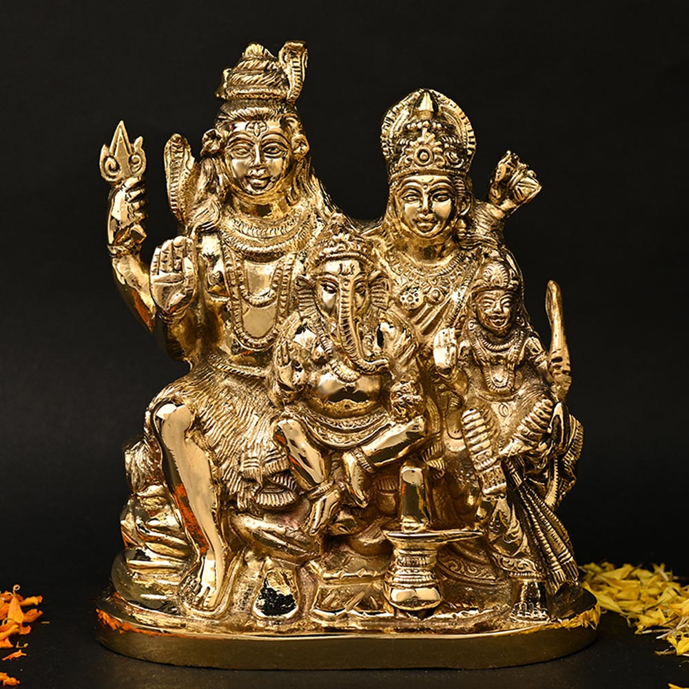 Shiv Parvati Parivar Brass Idol