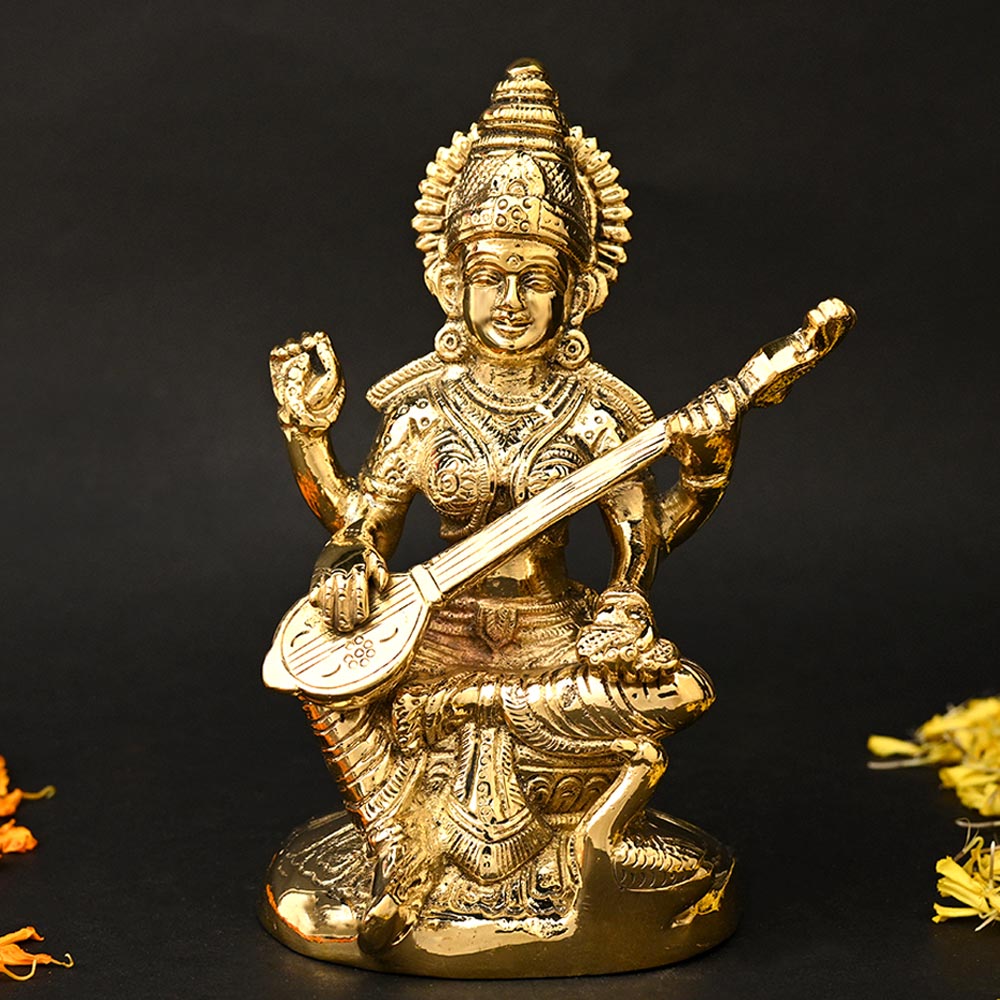 Beautiful Maa Saraswati Brass Murti