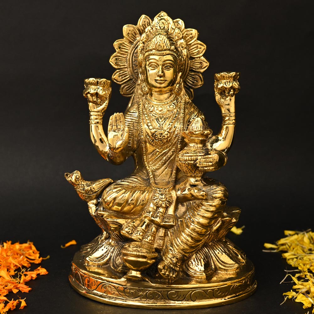 Laxmi on Lotus Brass Idol