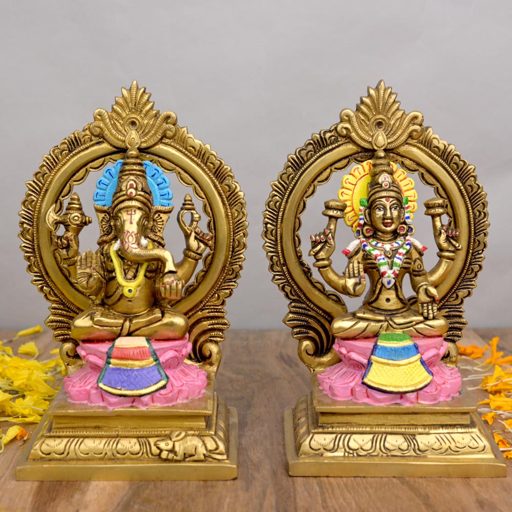Laxmi Ganesh Brass Idol