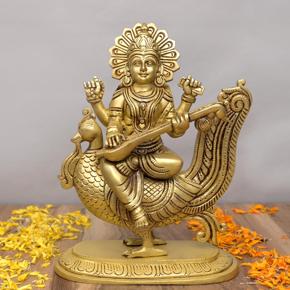 Beautiful Saraswati Brass Statue
