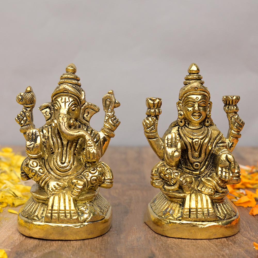 Laxmi Ganesh Brass Statue
