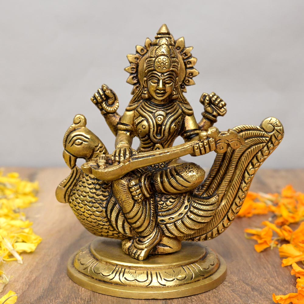 Saraswati Devi Brass Idol