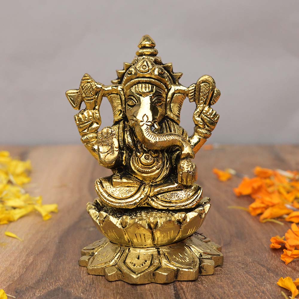 Kamal Lakshmi Ganesh Brass Statue