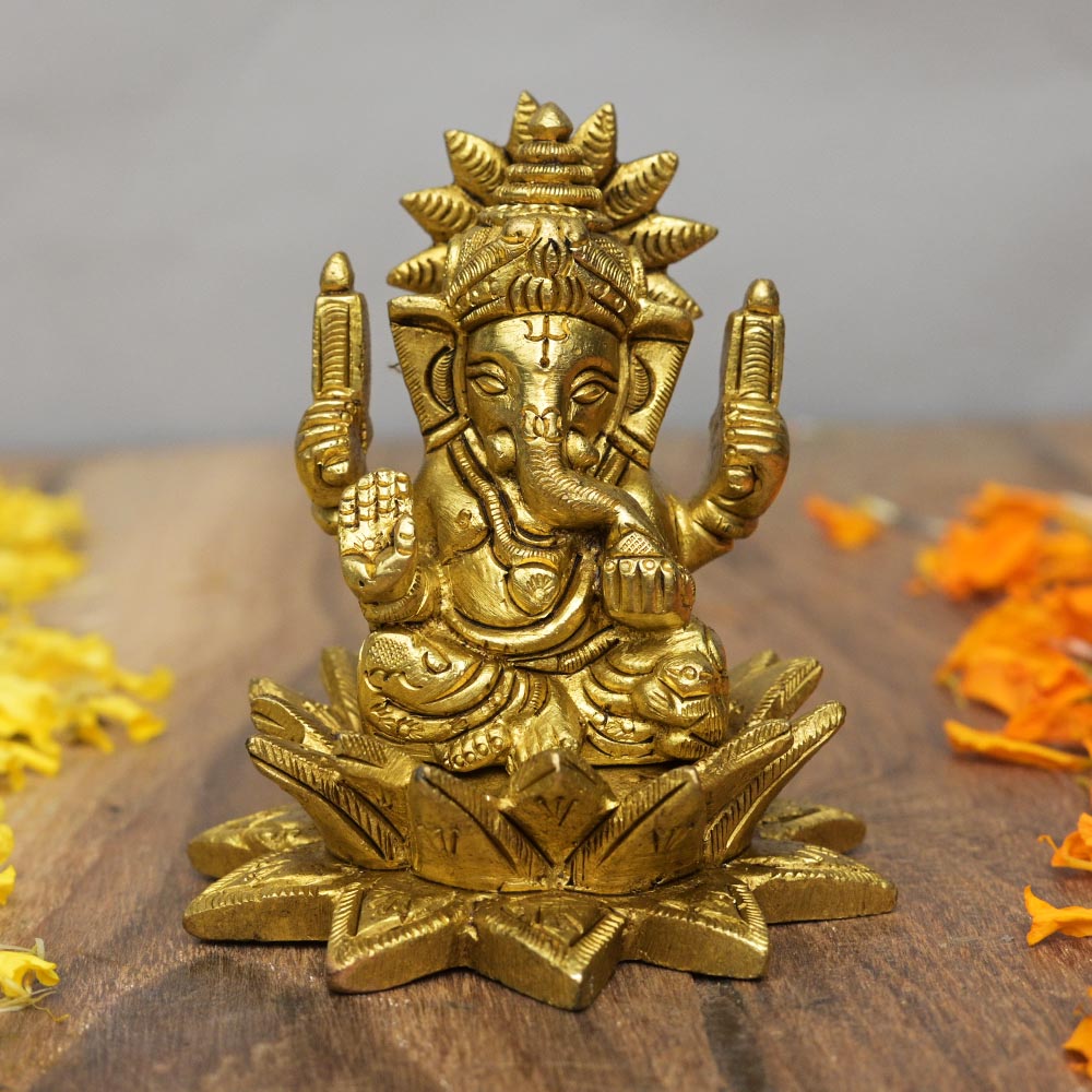 Ganesh Lakshmi Brass Statue