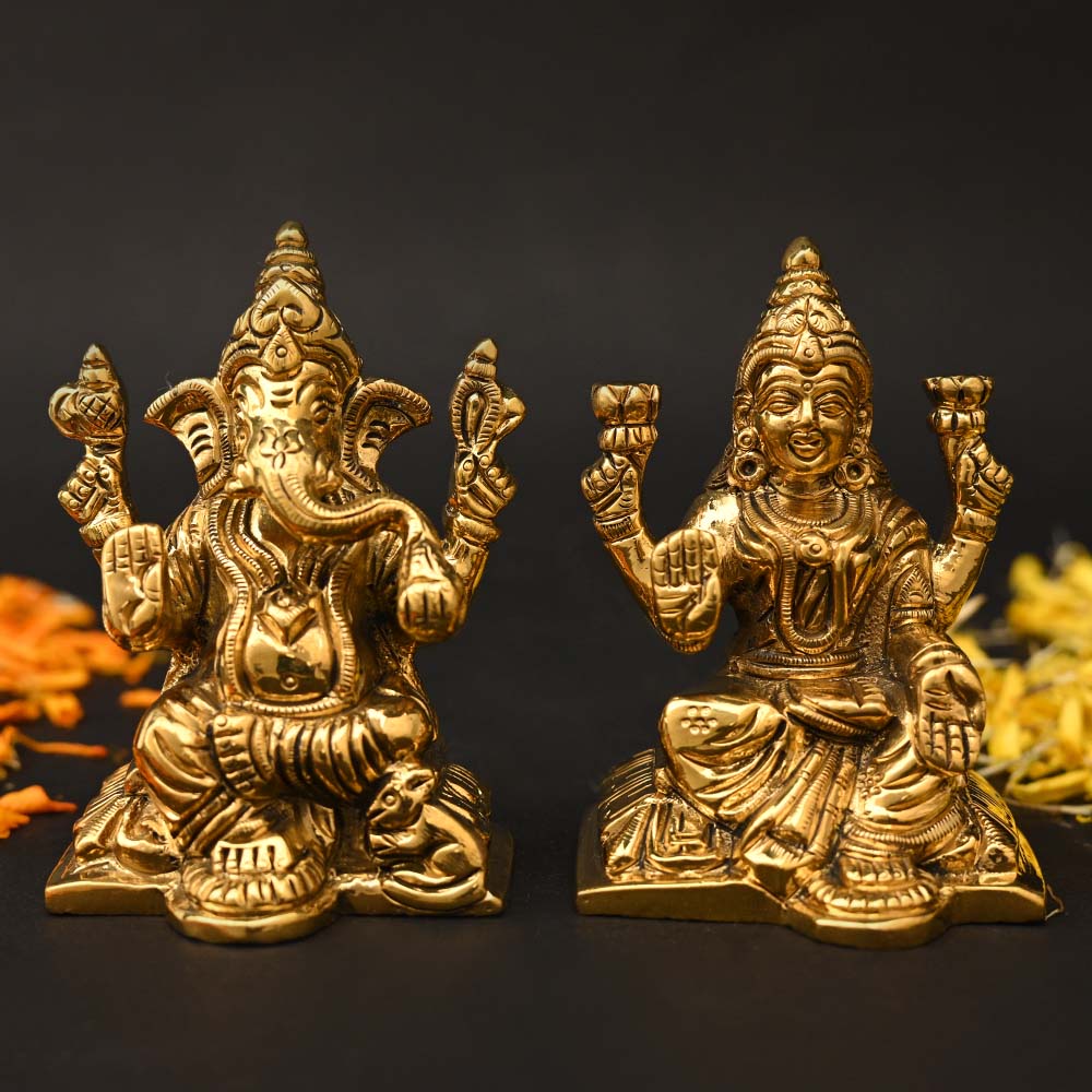 Laxmi Ganesh Brass Murti
