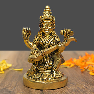 NK-847-S-SBM27-Goddess Saraswati Brass Idol