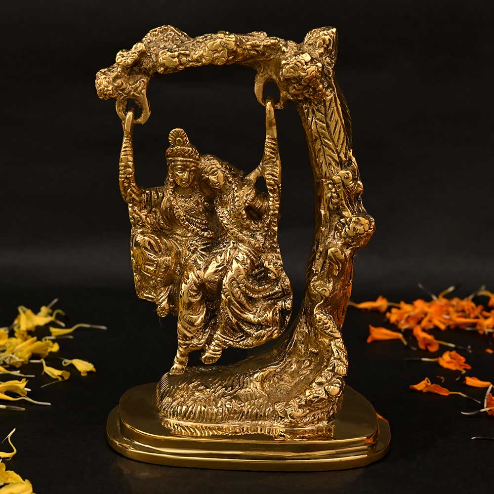 Brass Radha Krishna Murti on Swing