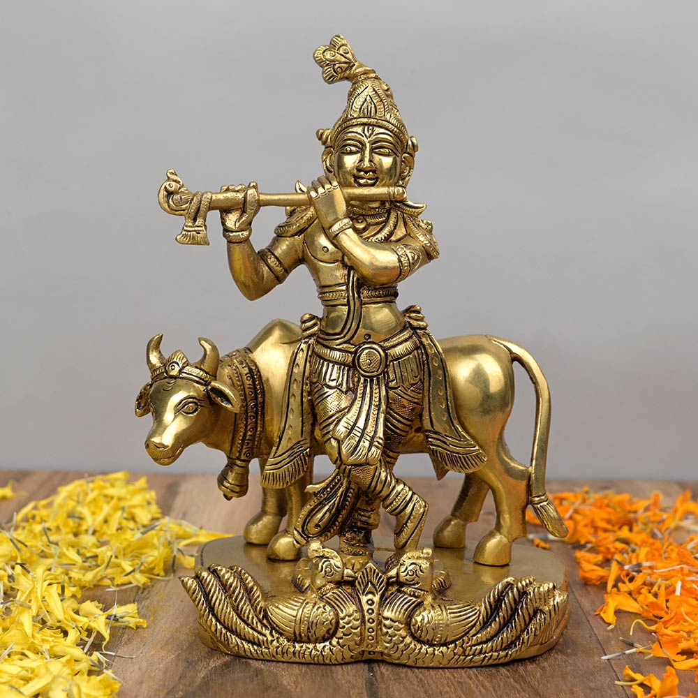 Gopal Krishna With Cow Superfine Brass Idol
