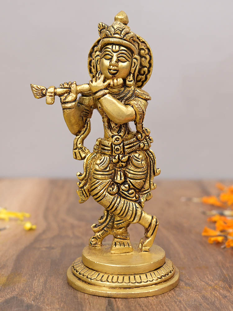 Murali Krishna (Playing Flute) Brass Idol
