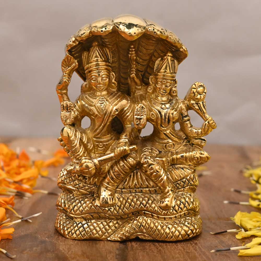 Vishnu and Lakshmi Statue in Brass