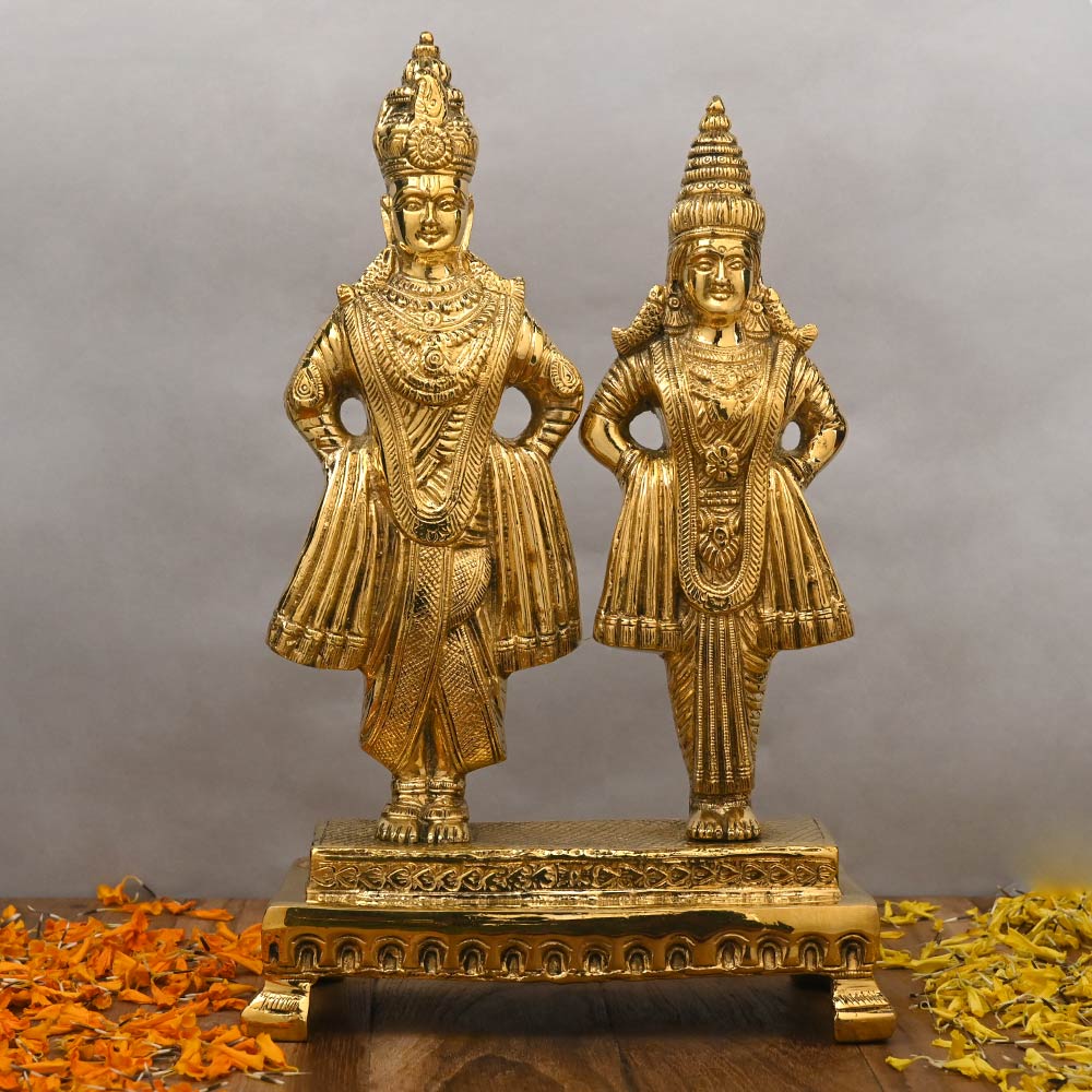 Vitthal Rukmini Brass Statue
