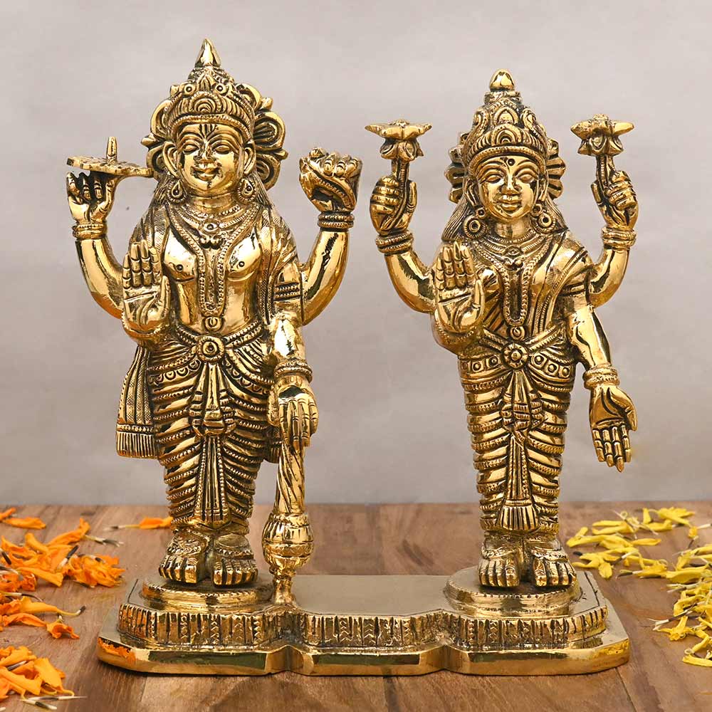 God Vishnu Lakshmi Brass Idol